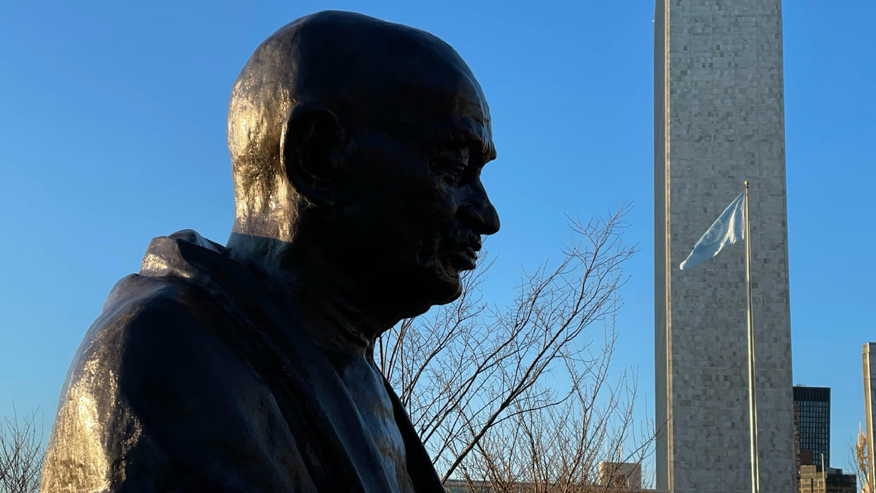 EAM Jaishankar UN Secretary-General António Guterres unveil bust of Mahatma Gandhi UNSC UNGA Presidency
