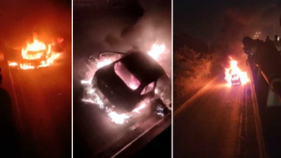Fire broke out in a moving CNG taxi in Panchkula of Haryana