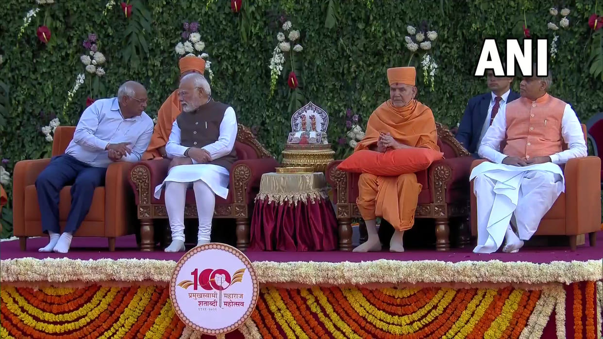 PM Narendra Modi participates in inaugural function of Pramukh Swami Maharaj Shatabdi Mahotsav in Ahmedabad