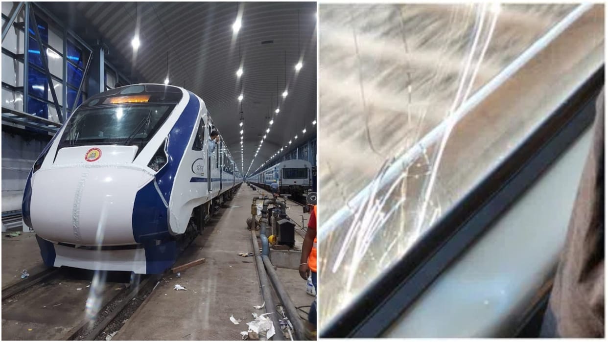 stone pelting breaks window panes of vande bharat train in chhattisgarh