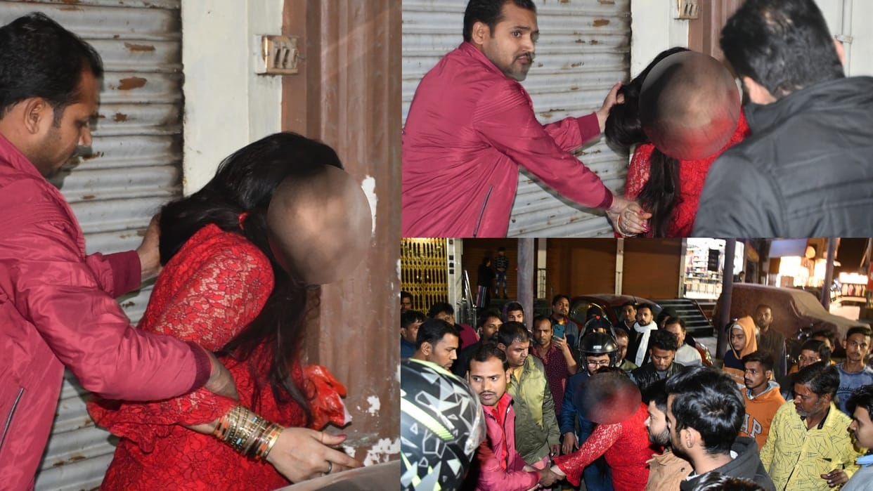 A man misbehave with a women in ban wali gali in Lucknow.