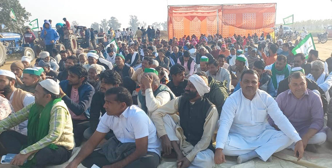 Farmers did not allow work to start in Jat Nangla, Mahapanchayat on December 17
