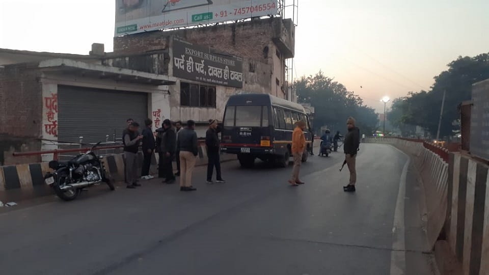 Unclaimed suitcases brake the speed of vehicles on MG Road agra
