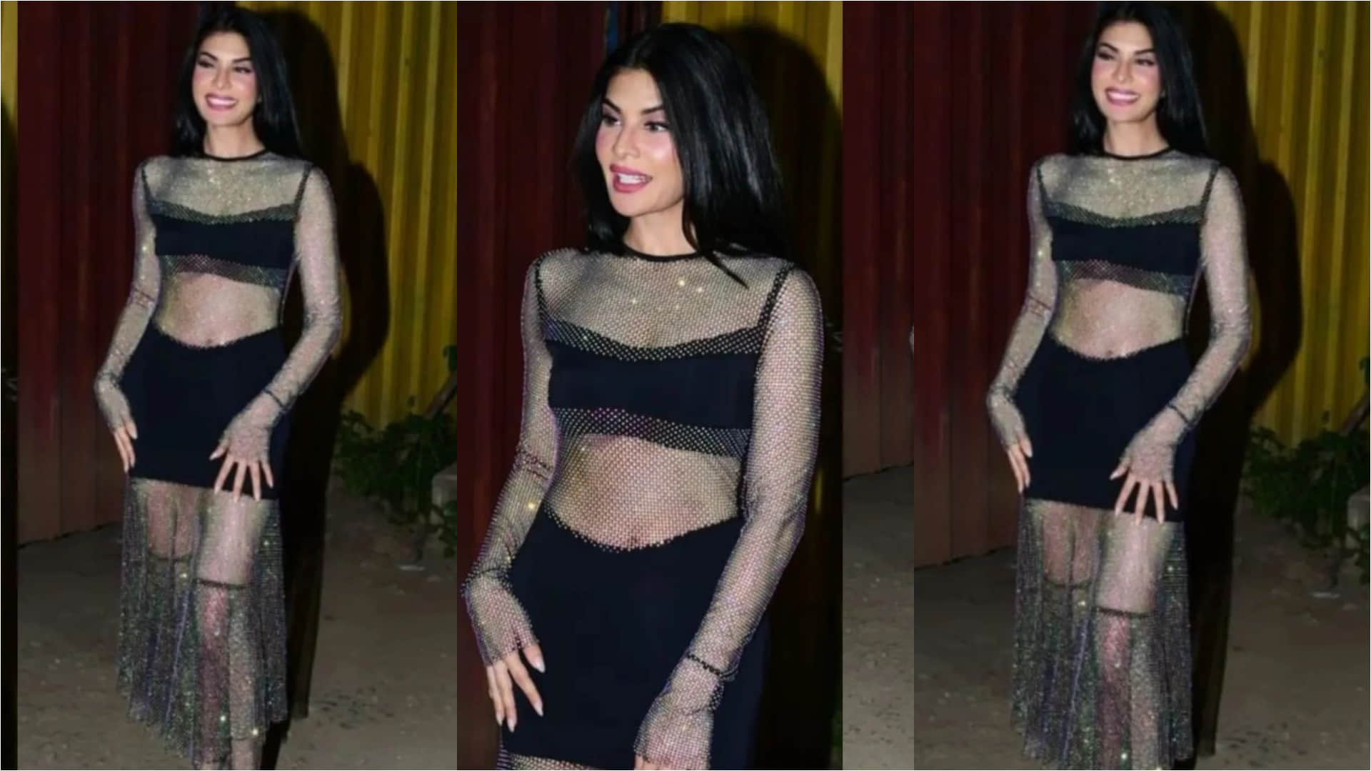 jacqueline fernandez in jalidar black dress in bigg boss 16 set raise internet temperature