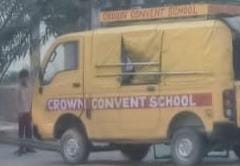 School van overturned after being hit by a speeding canter