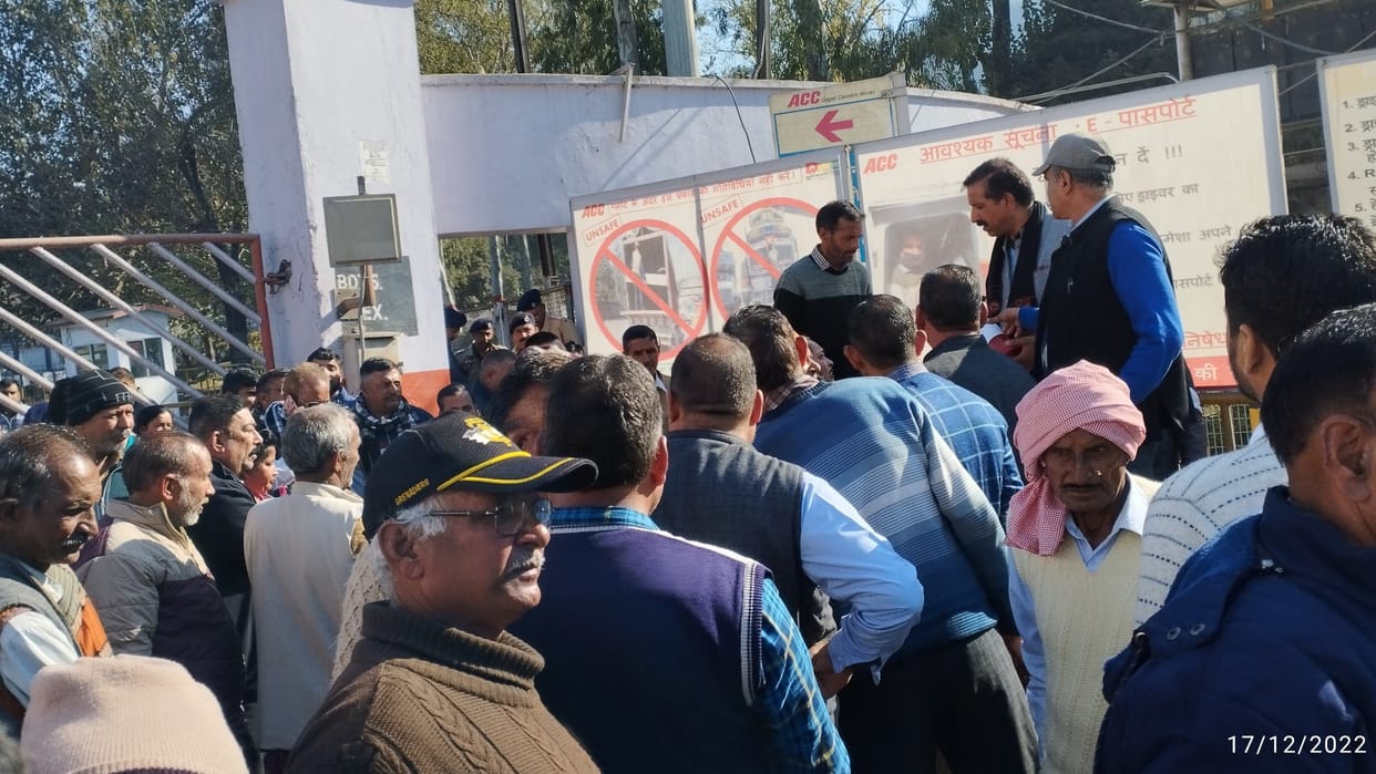 ACC cement plant Barmana Bilaspur truck operators protest outside company
