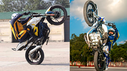 Manish of Rohtak Haryana created a world record by showing stunts on bike