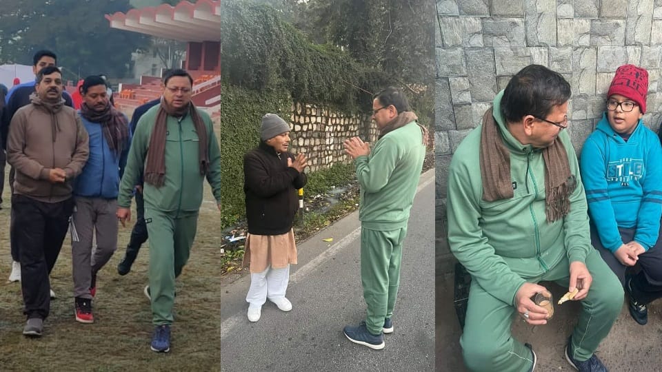 Uttarakhand news: CM pushkar singh dhami drink tea on road during Morning walk in Dehradun