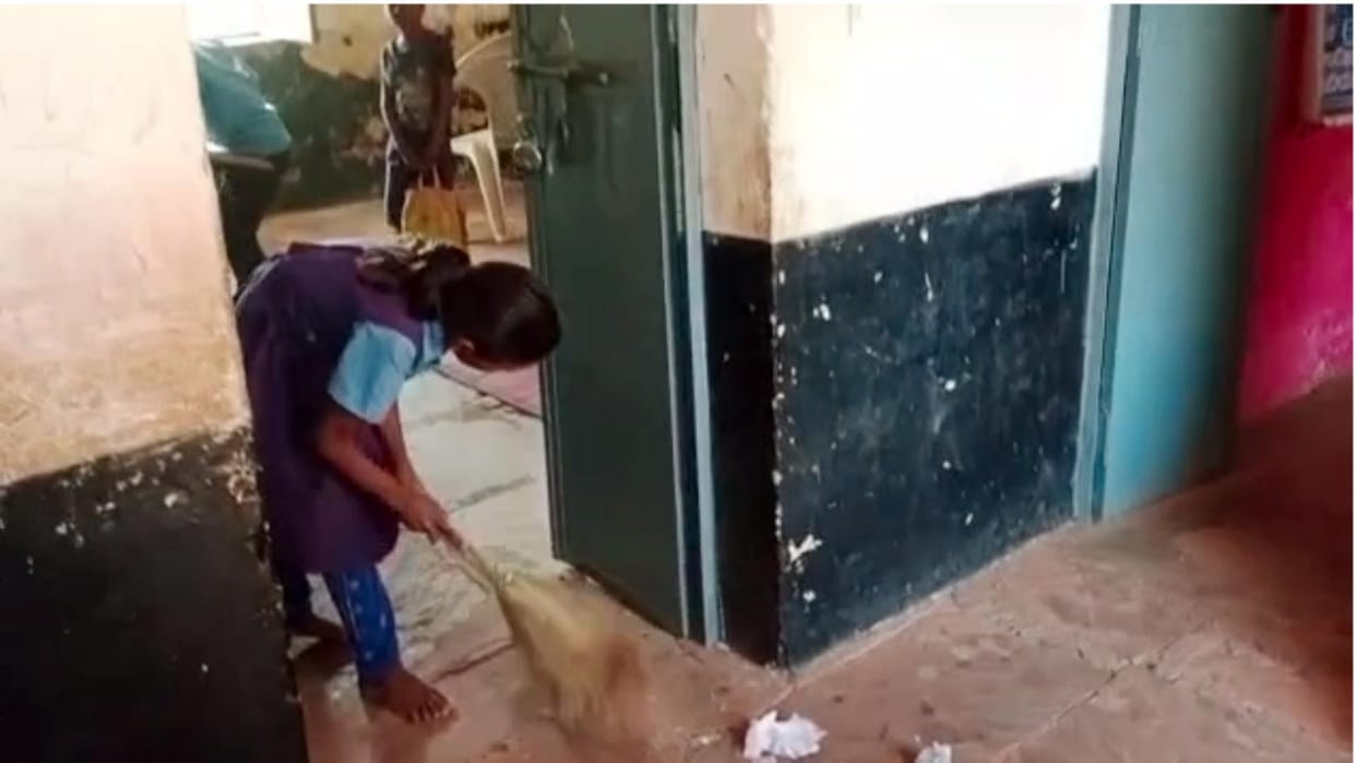 MP News Video of girl students sweeping the school goes viral collector issues notice to three
