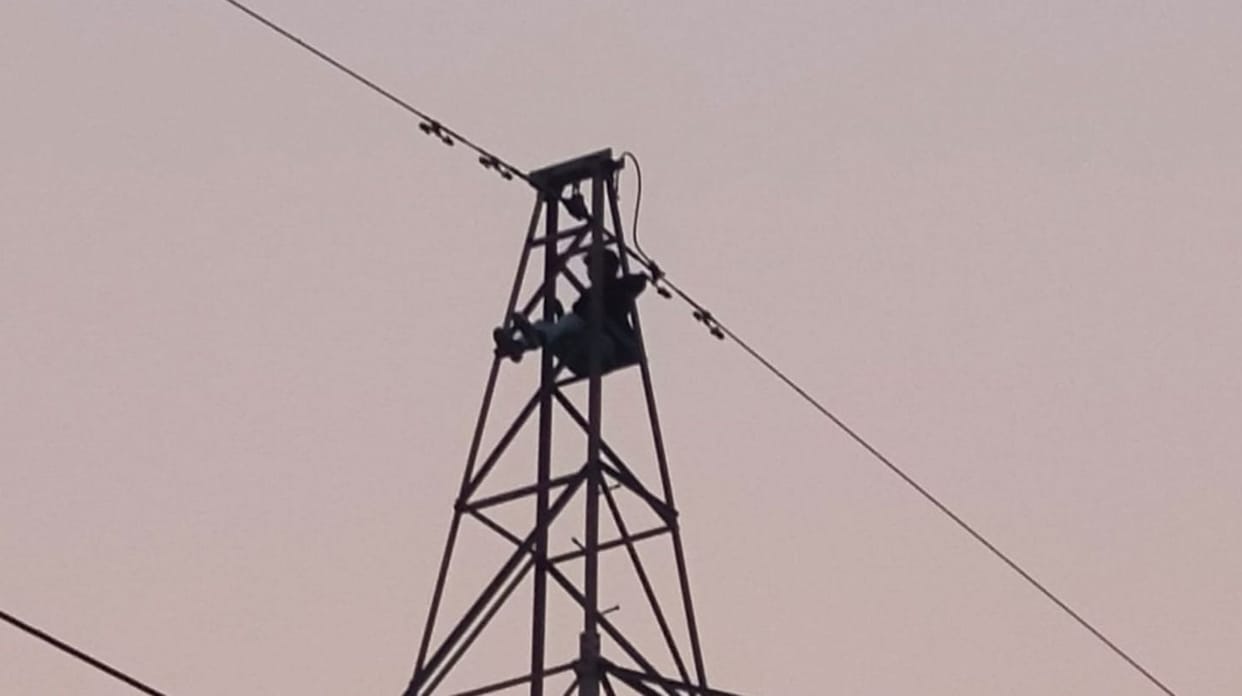 Mainpuri: Drunkard climbed on the electric pole in Tiliani