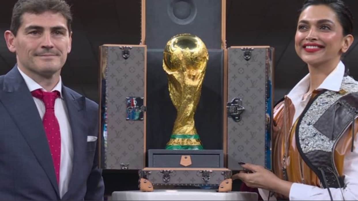 Pathaan actress deepika padukone unveils fifa world cup 2022 trophy do not miss her outfit