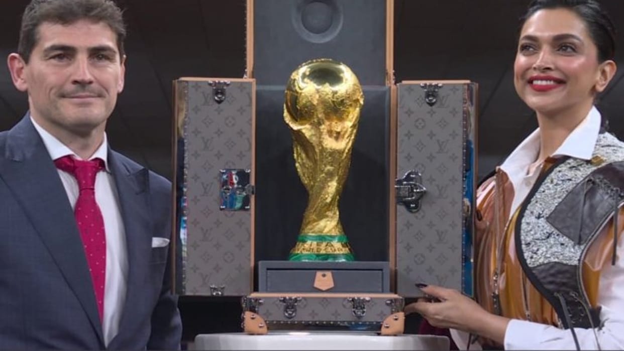 Pathaan actress deepika padukone unveils fifa world cup 2022 trophy do not miss her outfit