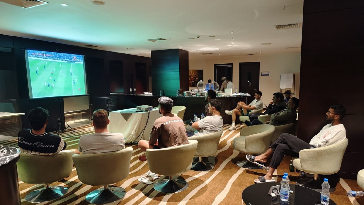 Ravi Shastri Ranveer singh watches FIFA wc Final in lusail stadium team India KL Rahul joins from Bangladesh
