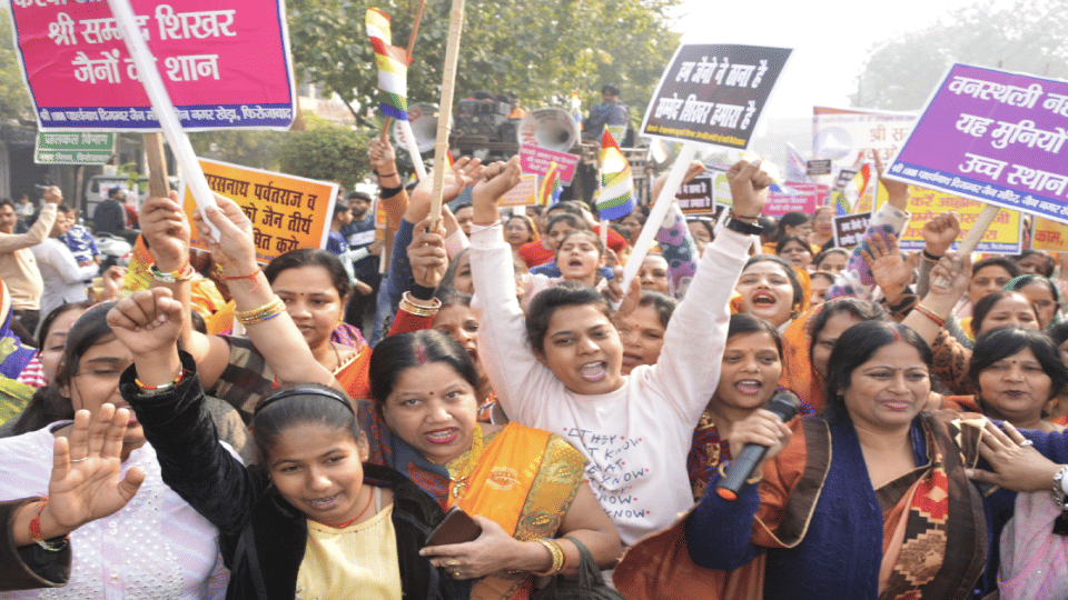 Jain society takes out rally against declaration of Sammed Shikhar Tirth as tourist area in firozabad