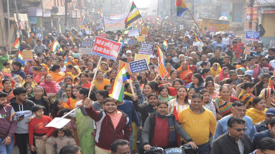 Jain society takes out rally against declaration of Sammed Shikhar Tirth as tourist area in firozabad