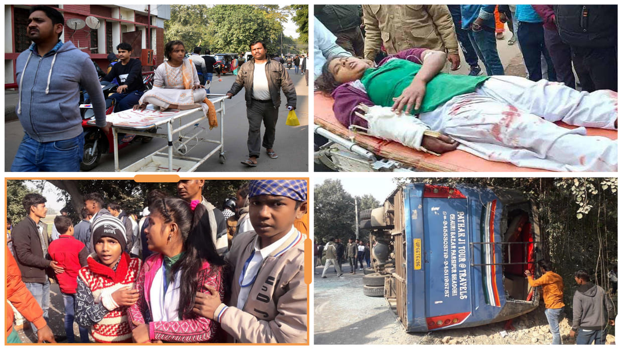 School bus overturns to save bike rider, many children injured