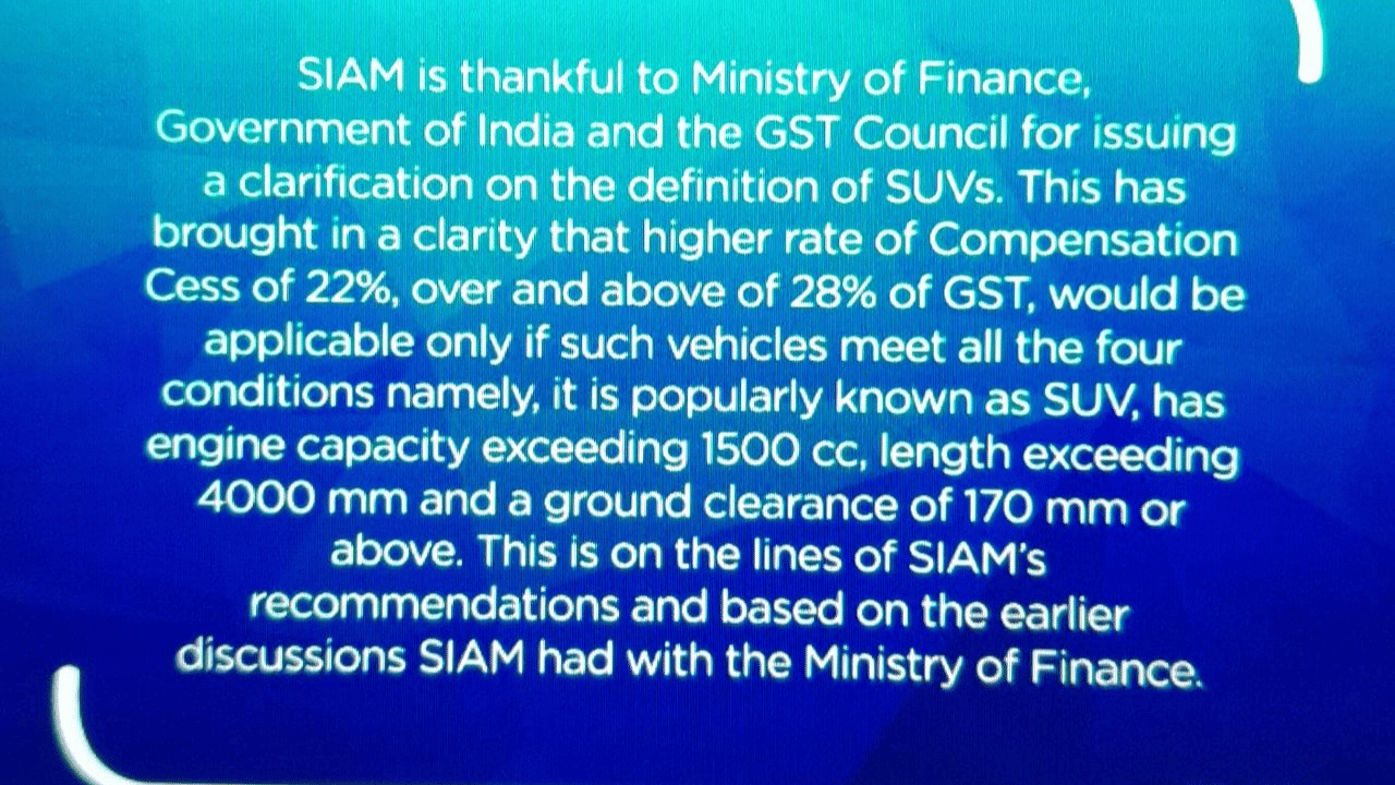 GST Council clarified on the definition of SUVs for levy of 22 percent