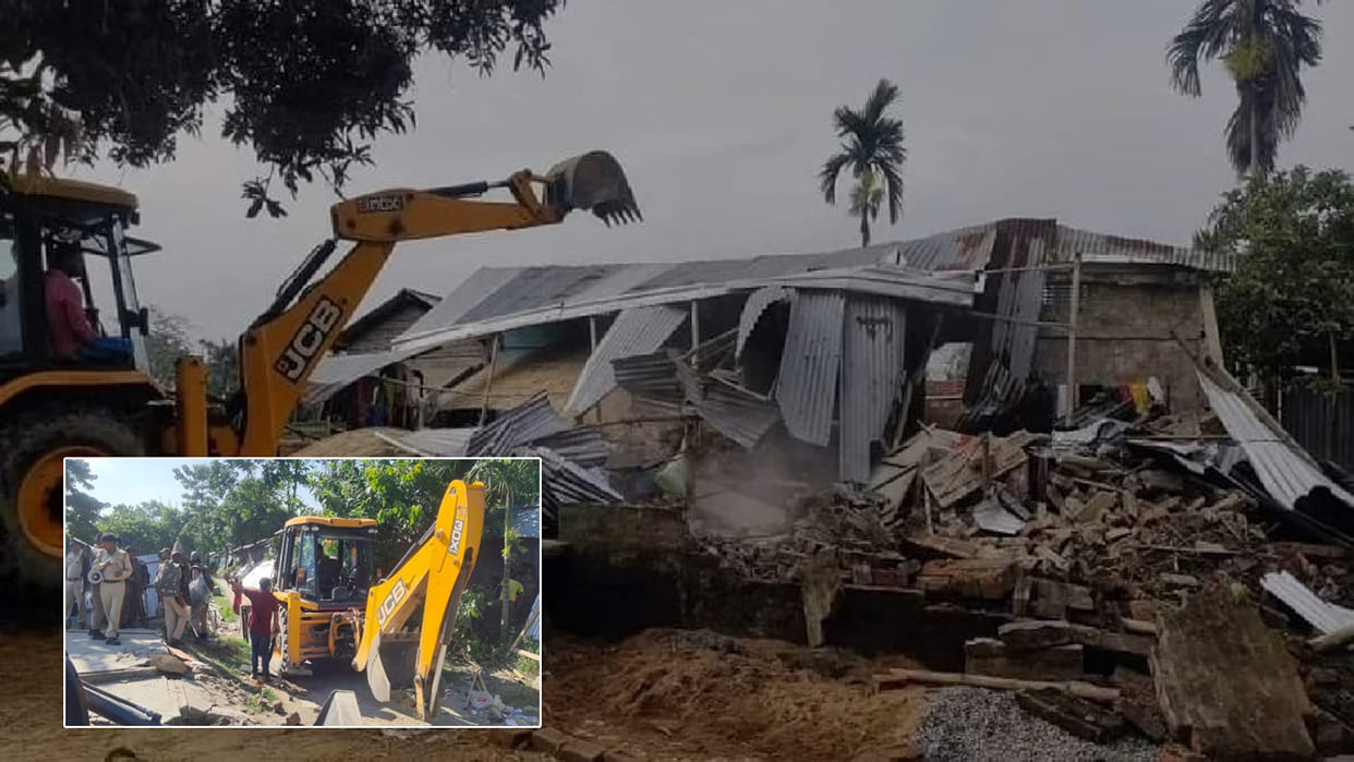 Assam eviction drive uses police bulldozers to clear encroachments near Sankardevs birthplace