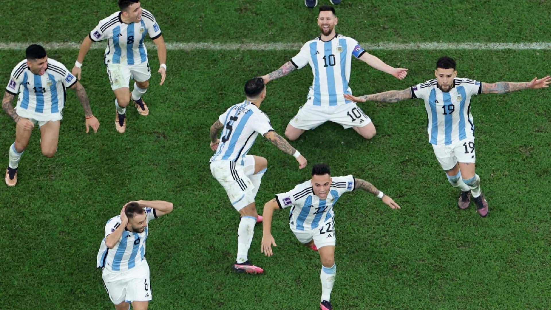 FIFA World cup final Photos Lionel Messi celebrates like Maradona clicks wife Antonella picture hugs Mbappe