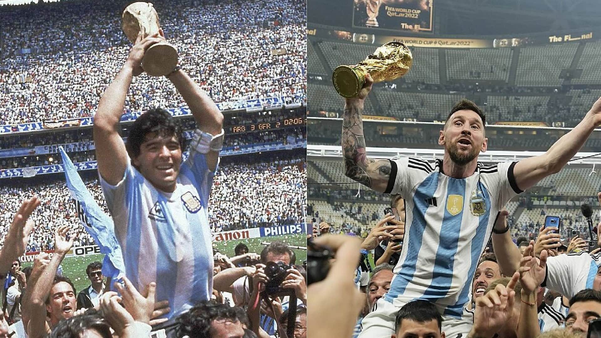 FIFA World cup final Photos Lionel Messi celebrates like Maradona clicks wife Antonella picture hugs Mbappe