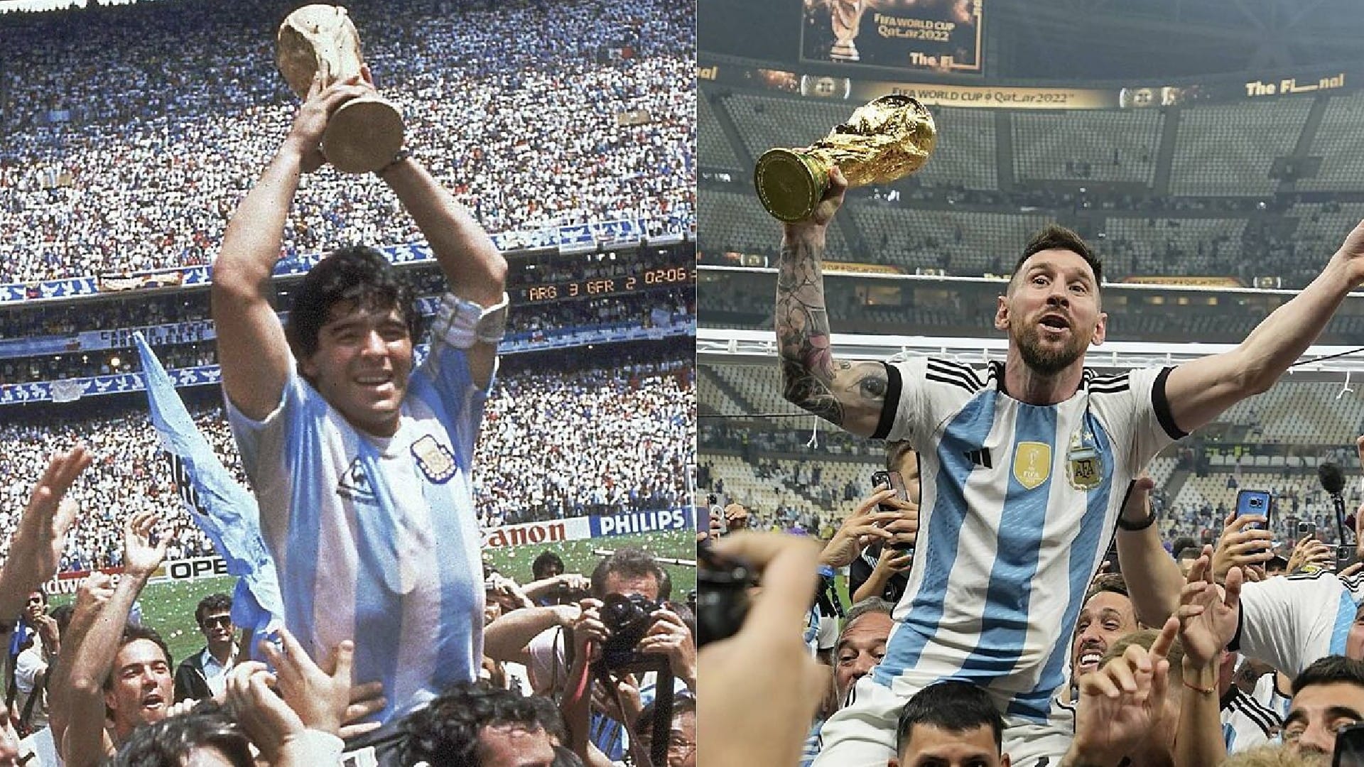 FIFA World cup final Photos Lionel Messi celebrates like Maradona clicks wife Antonella picture hugs Mbappe