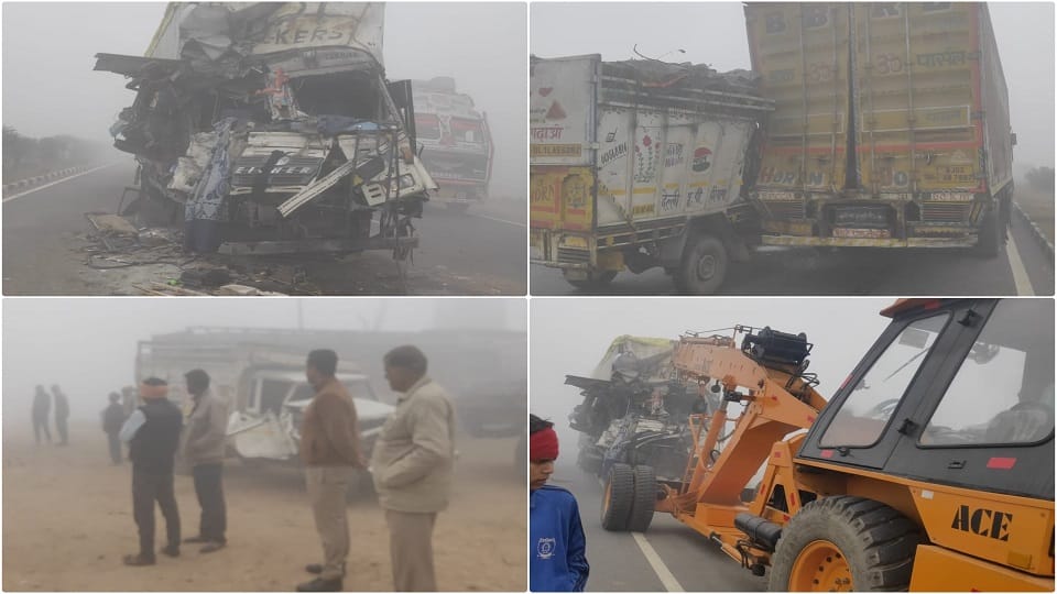 One and a half dozen vehicles collided on highway In Firozabad Due To Fog