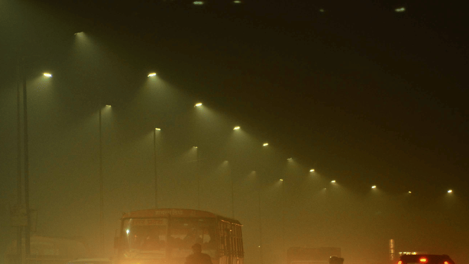 Taj Mahal hidden in the fog and dense fog alert for next two days
