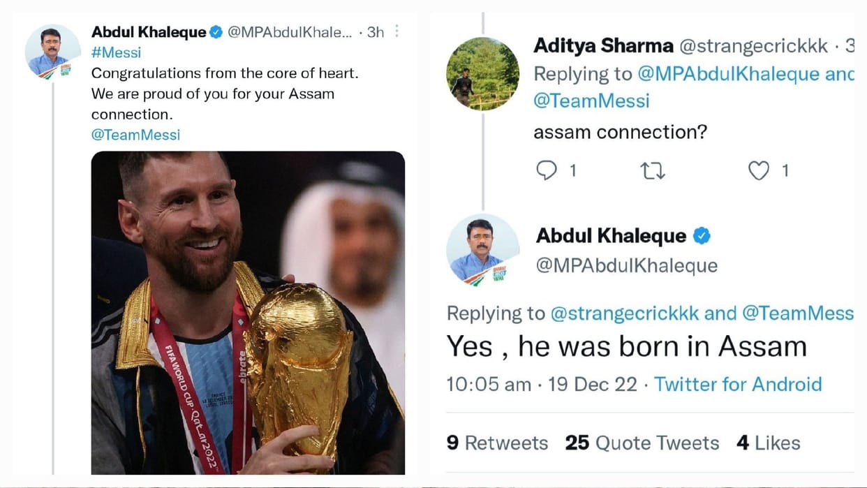 Congress MP claimed Lionel messi was born in Assam remover tweet after being trolled