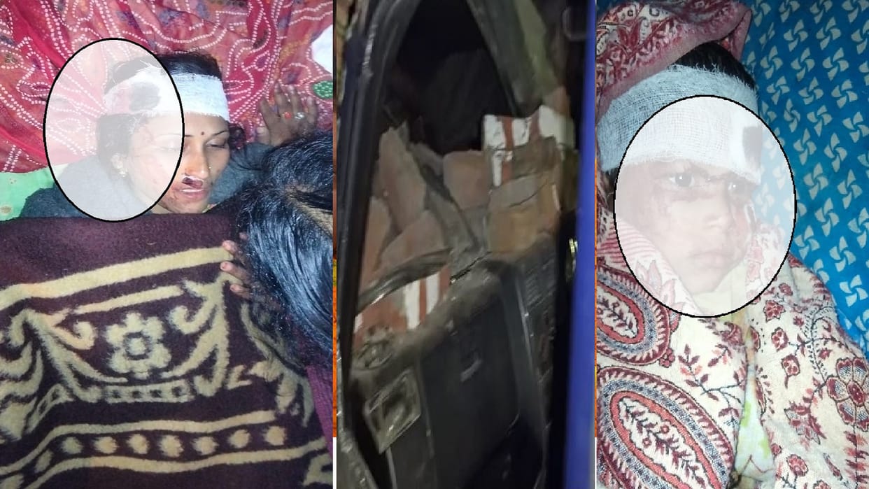 Uncontrolled police vehicle entered the hut, three injured including innocent liquor bottle found