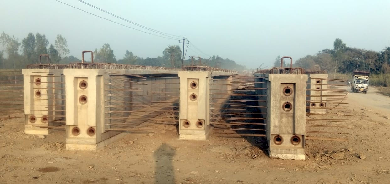 Pillars of nine bridges ready, now girders are being built