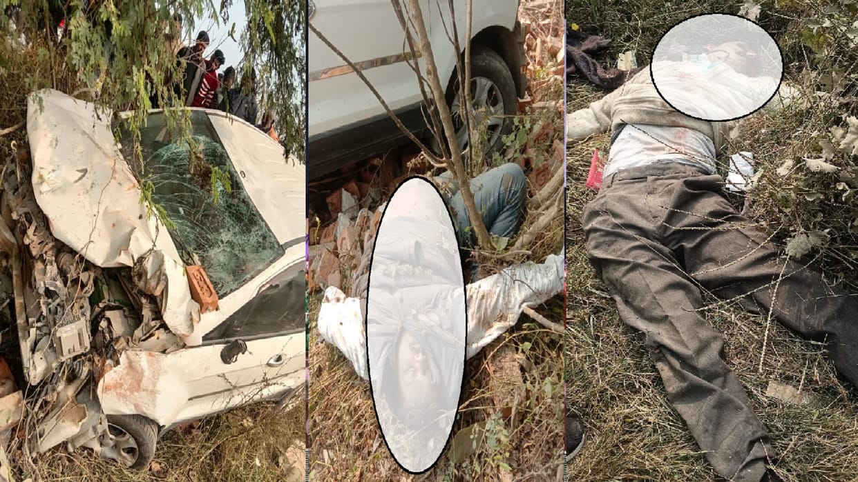 Mau accident As soon as the bike came on the road after filling petrol, the uncontrollable car collided