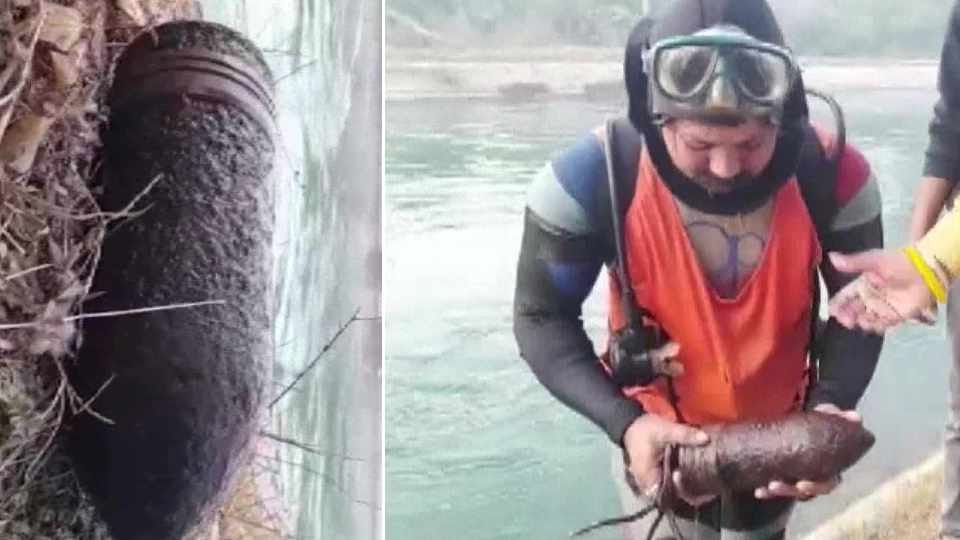 A bomb like object found by a scuba driver in Bhakra canal in Patiala