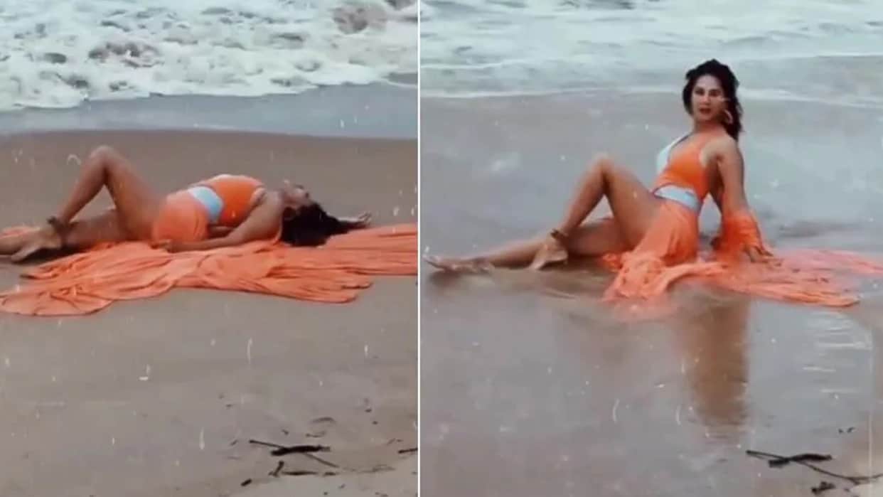 After Deepika Padukone Pathaan Song Besharam Rang Sunny Leone in Saffron Bold Dress Video Viral on Instagram