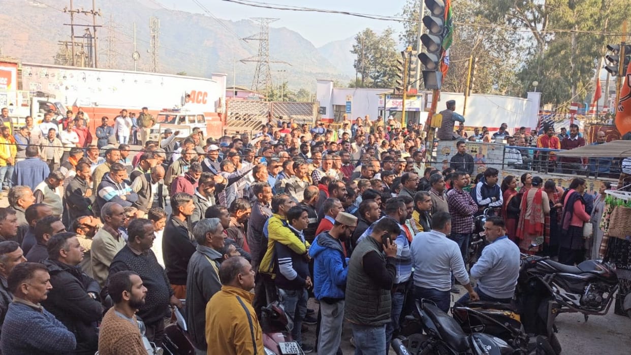 truck operators protest outside ACC Barmana cement plant
