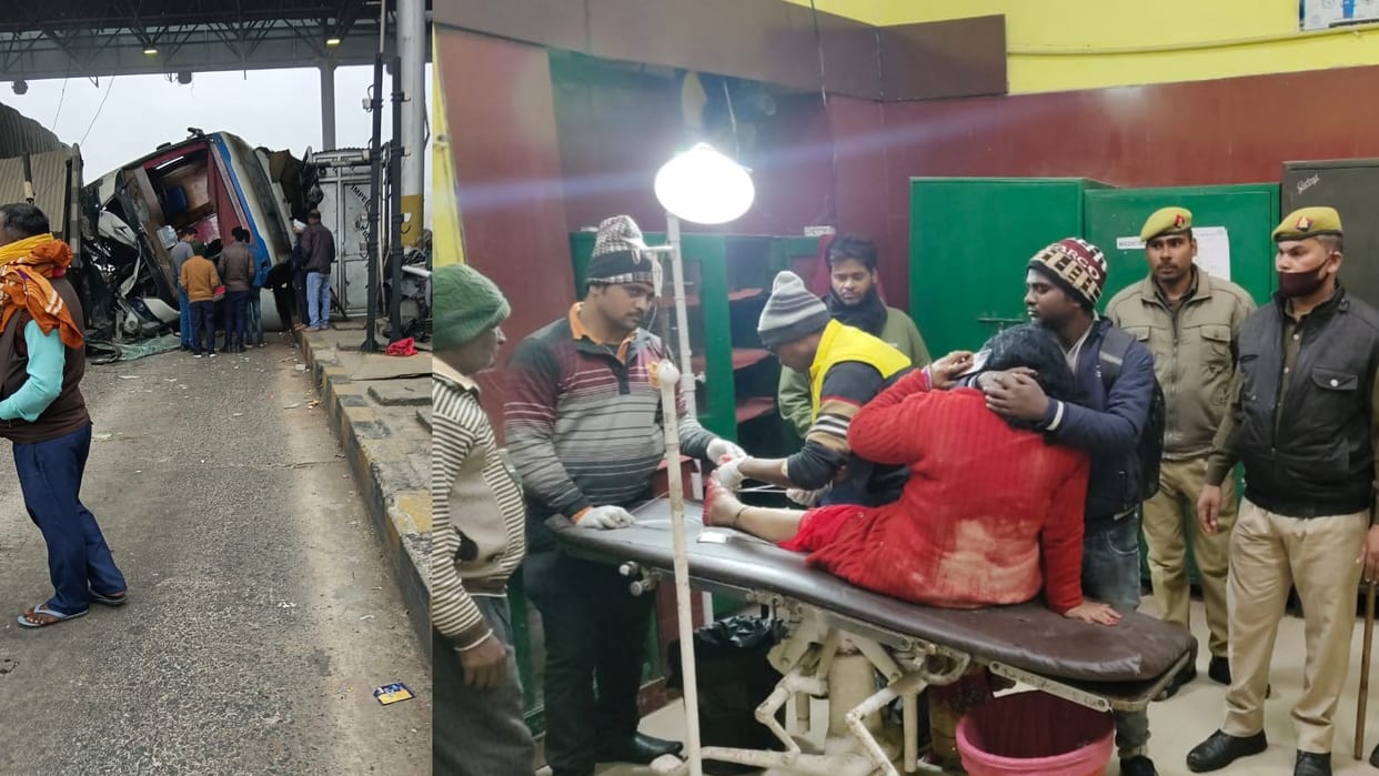 15 Injured when a double decker bus met to an accident in Sohawal in Ayodhya.