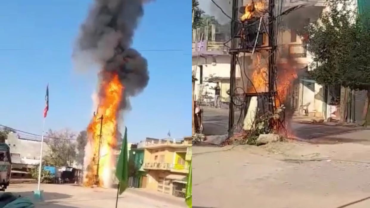 Fire broke out in electric poles and transformers in Chhatarpur read more in hindi