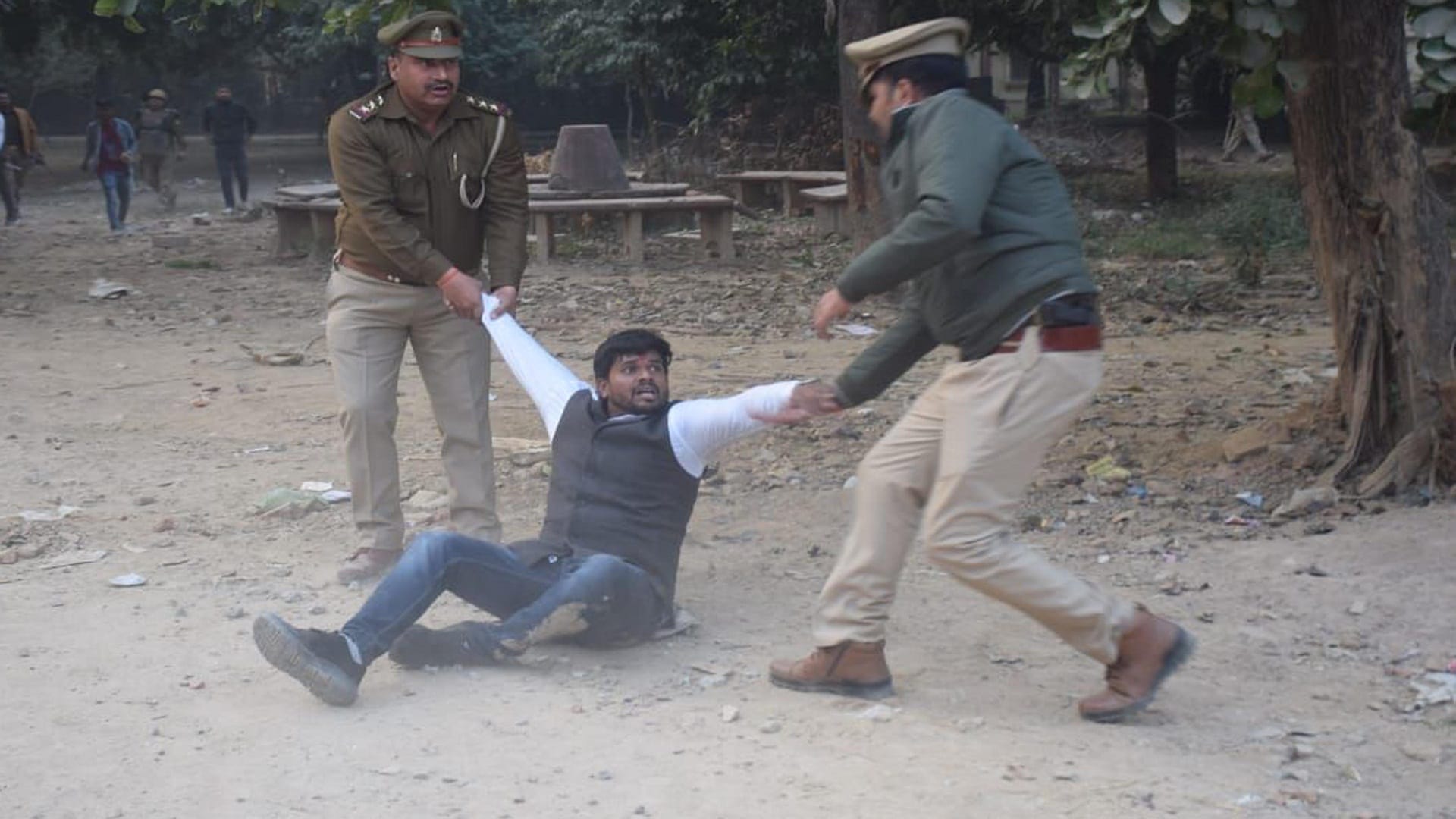 Allahabad University Violence Students got angry after colleagues beaten created ruckus pelting bricks stones