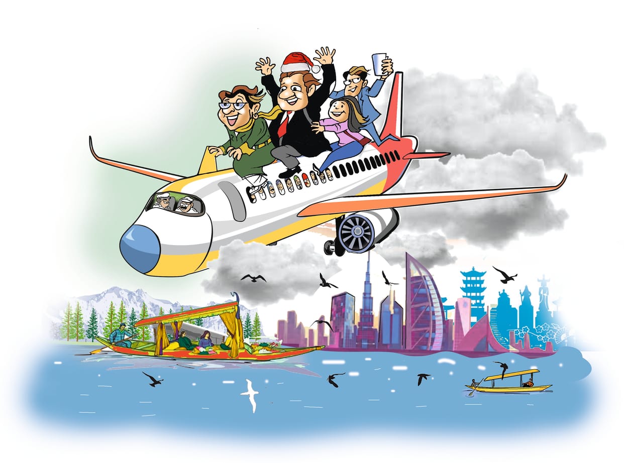 people are going kashmir, abu dhabi and dubai for new year celebrations.