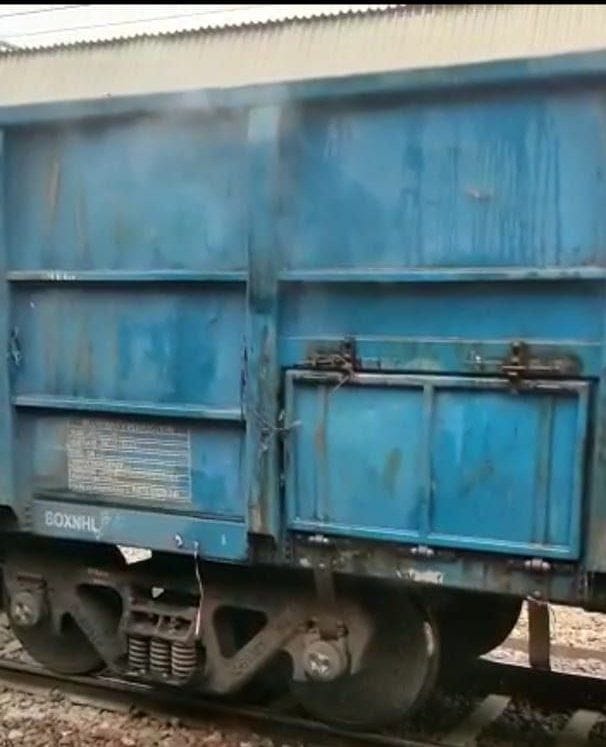 fire in coal laden moving goods train