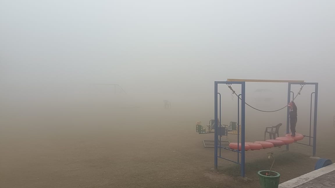 The knock of severe cold, due to fog, Suryadev could not be seen till noon