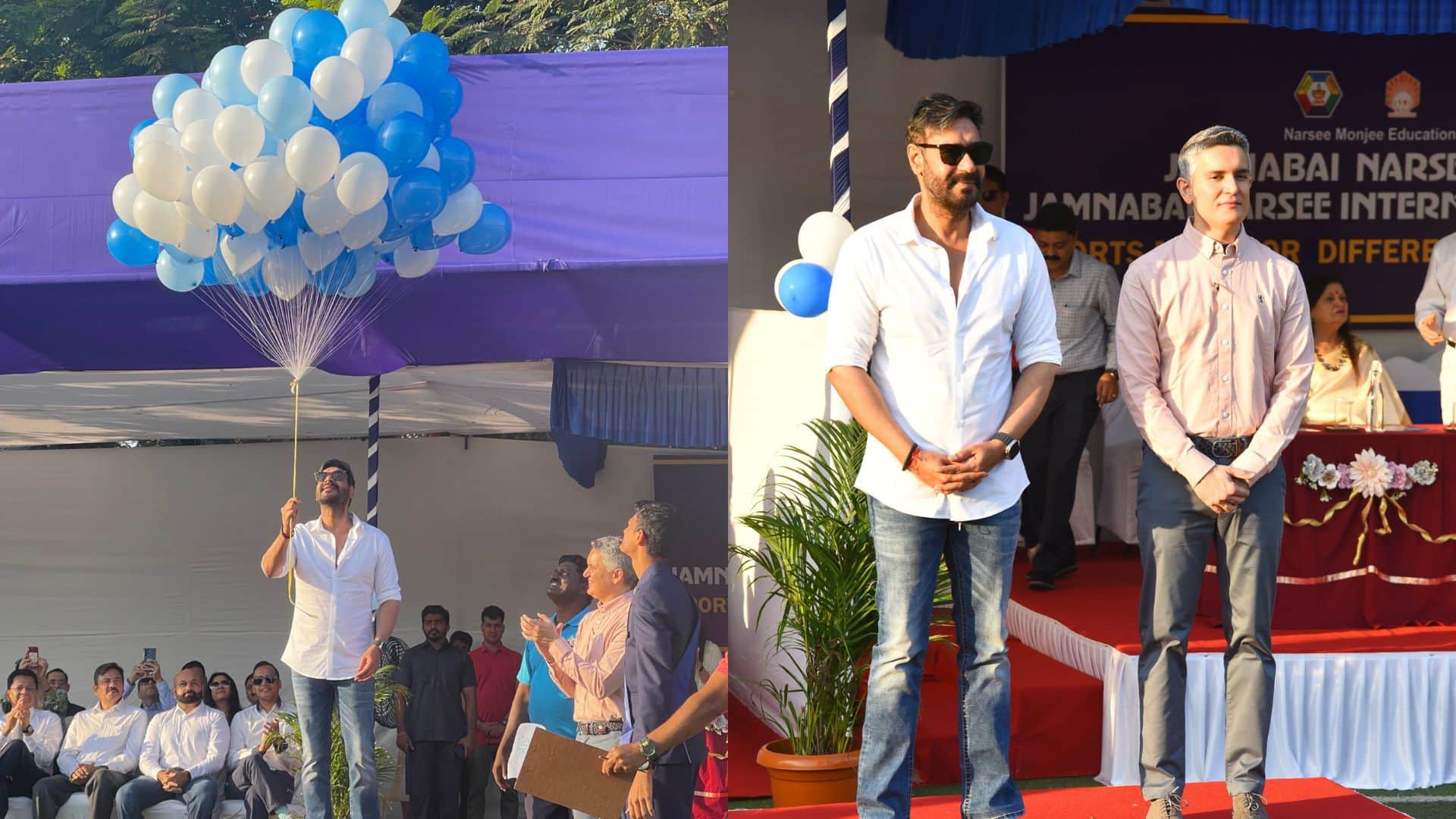 Bholaa Actor Ajay Devgn went to watch Specially Abled Children programme at Jamnabai Narsee Monjee school