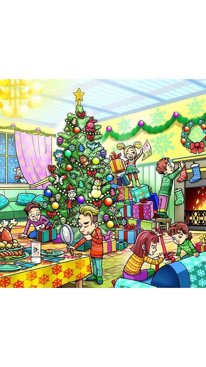 Free: Santa Claus and children in the room celebrate Christmas - nohat.cc