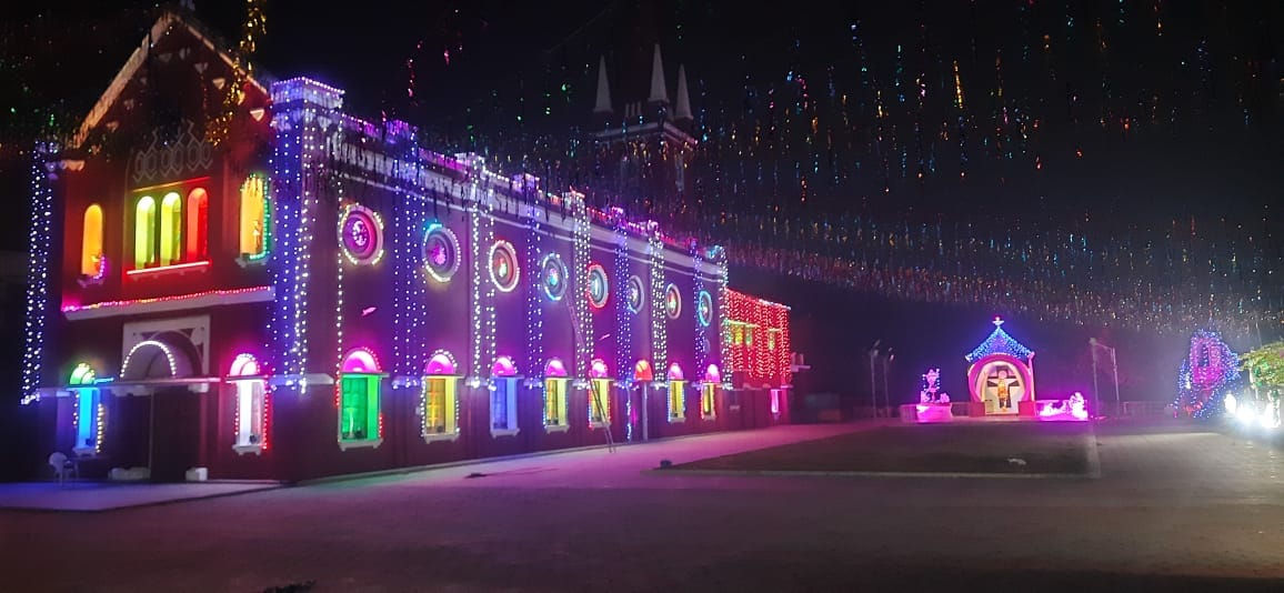 Christ the King Child Jesus Church decorated with electric frills
