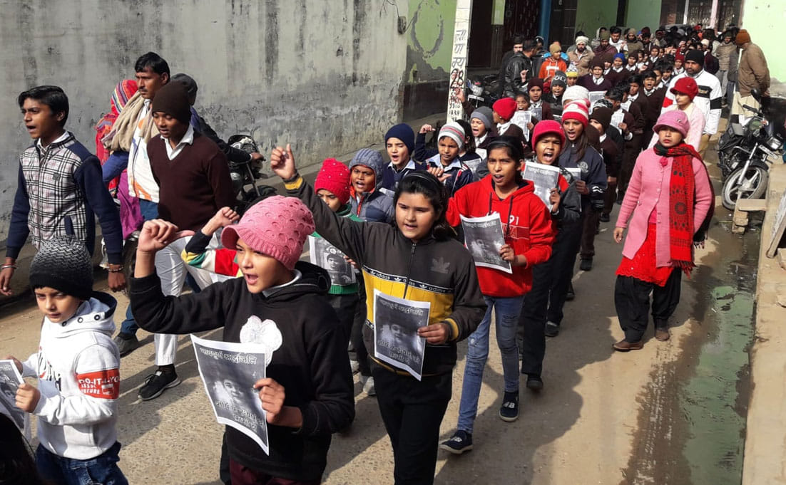 Procession taken out in Fakharpur, paid tribute to Shaurya