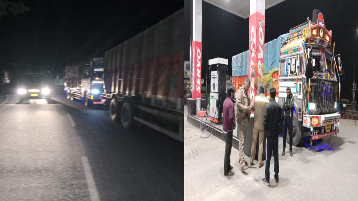 ex servicemen truck union stopped trucks carrying cement from Nalagarh at Bhota, know the whole matter