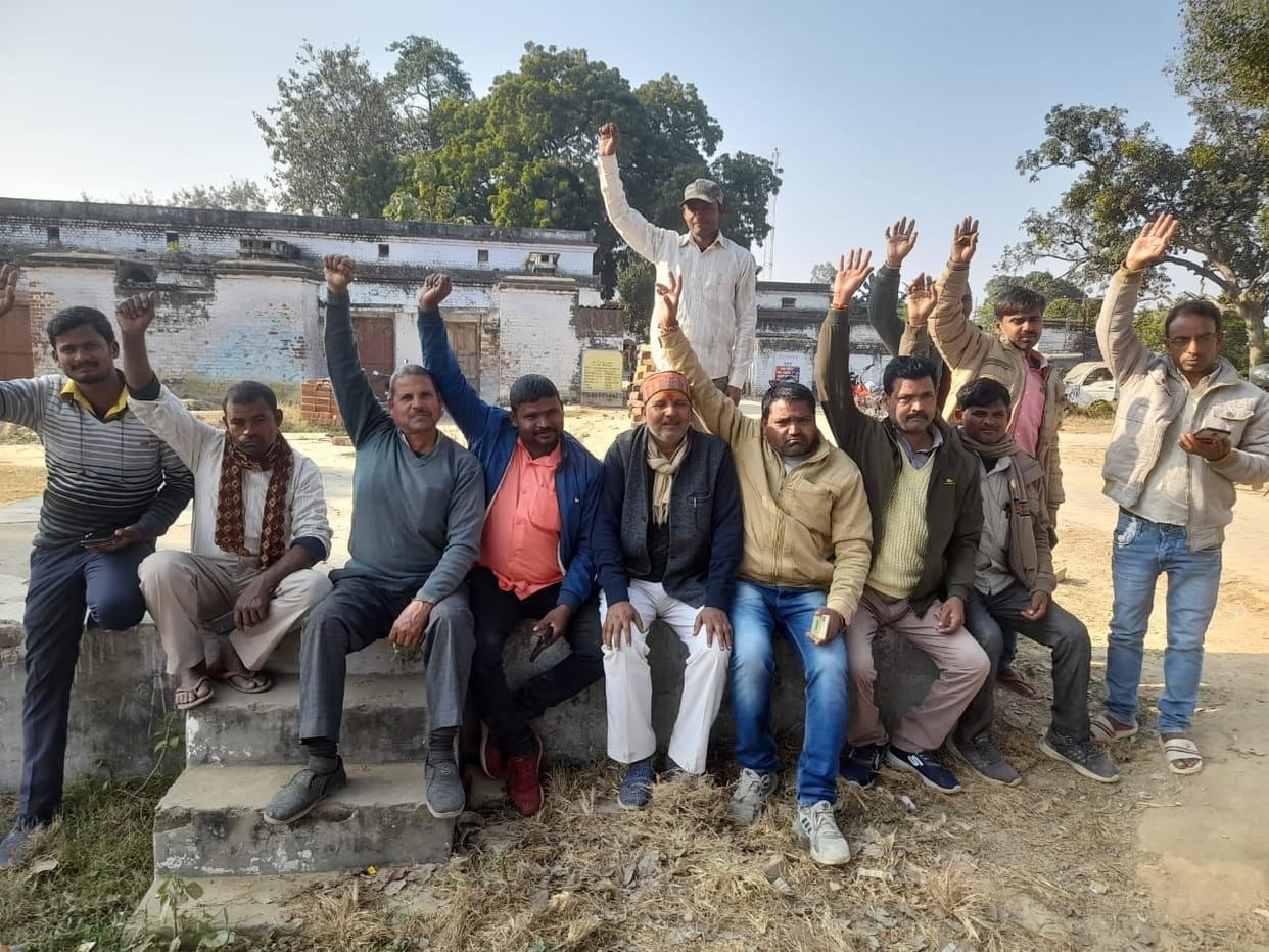 Electrical contract workers camped in the police station