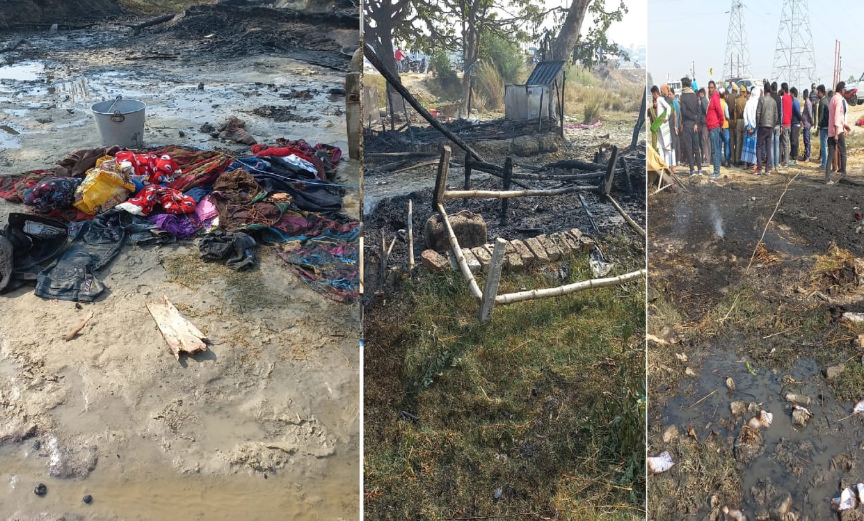 PHOTOS The houses of 10 forest-dwelling families were burnt to ashes,happened due to short circuit