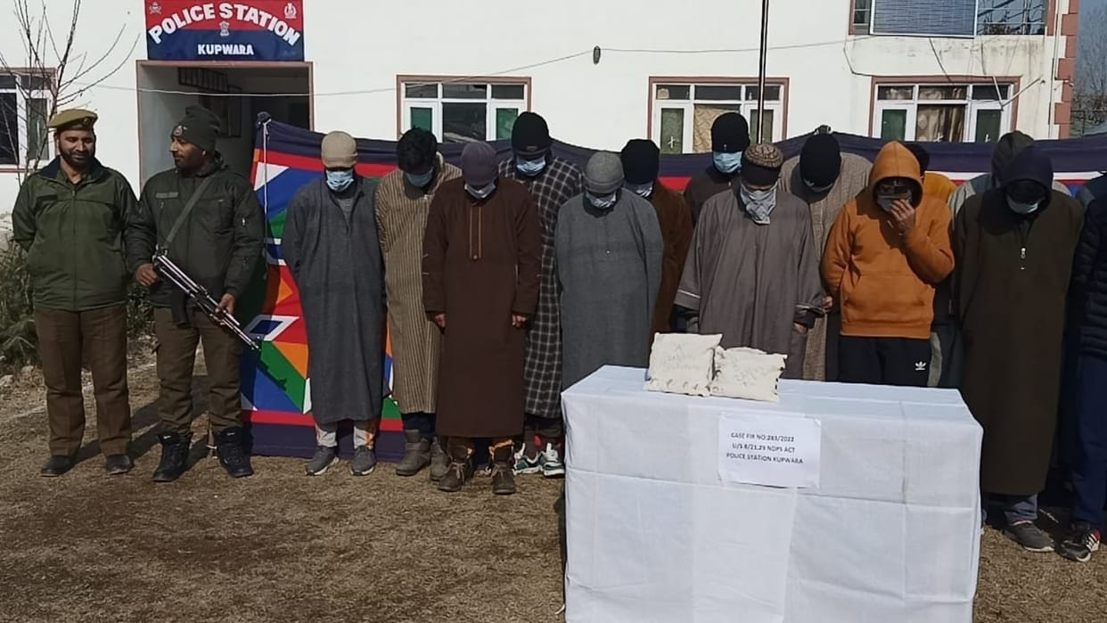 J&K: Narcotics module busted two kg heroin seized in Kupwara 17 arrested including five policemen