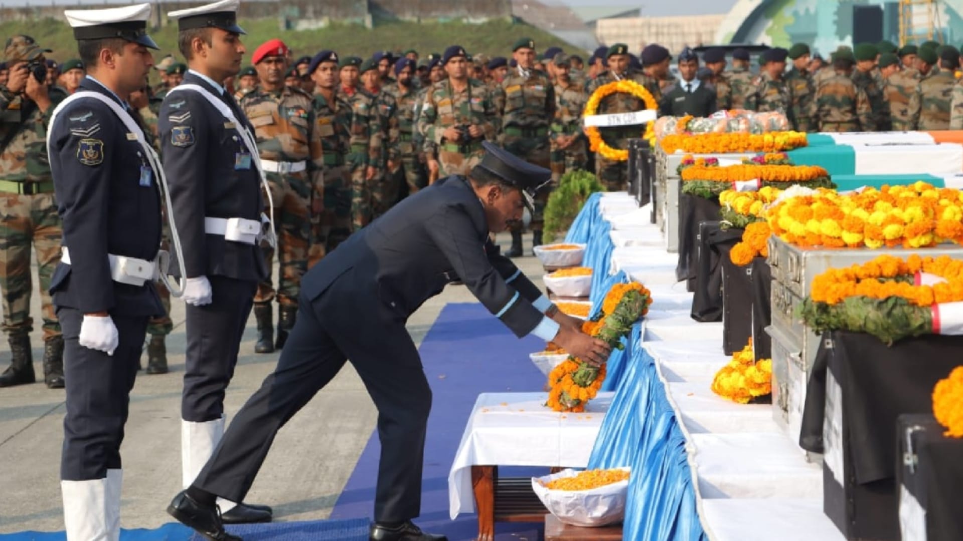 Sikkim Accident Tribute paid 16 soldiers Bagdogra airport martyred previous day