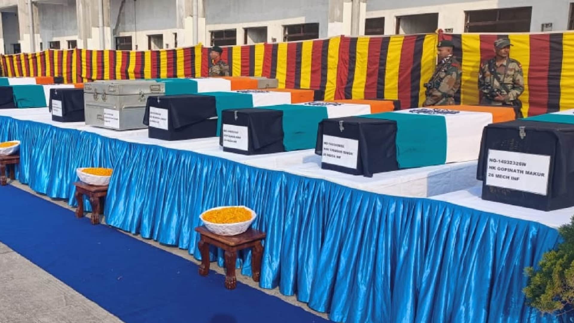 Sikkim Accident Tribute paid 16 soldiers Bagdogra airport martyred previous day